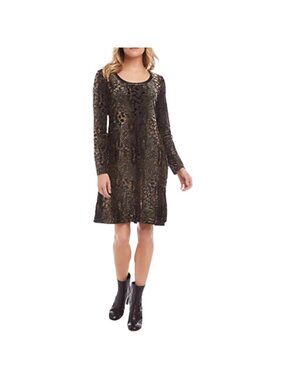 Karen Kane NWT $139 Women's Animal Instinct Black Gold Velvet Dress, Size S